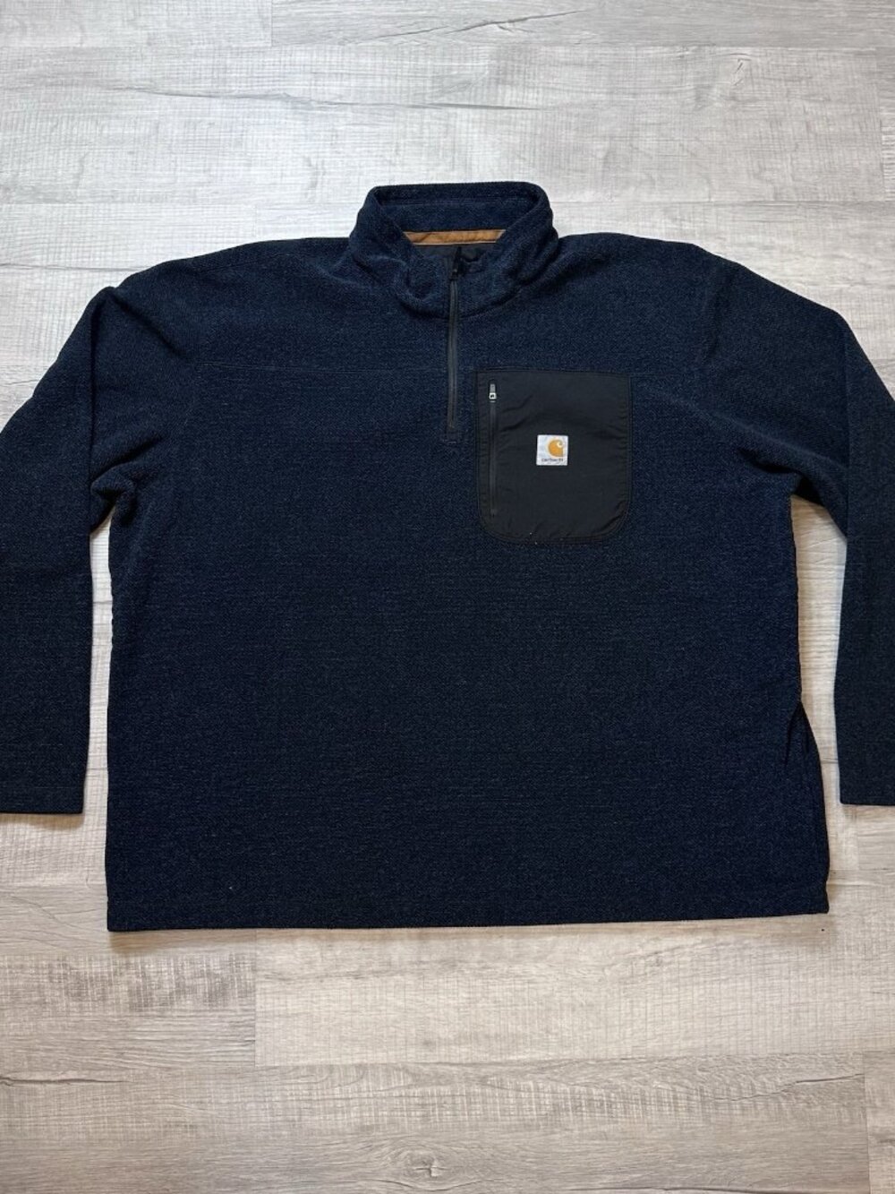Carhartt Fleece Quarter Zip Pullover Heathered Blue 2XL Relaxed Fit 102272 412
